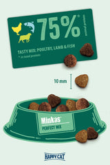 Happy Cat Minkas Perfect Mix Adult – Poultry, Fish & Lamb Recipe for Balanced Feline Nutrition