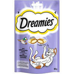 Indulge your cat with Dreamies Crunchy & Tasty Dry Cat Treats – a delicious, crunchy snack with a soft, creamy center. Perfect for rewarding and training. Shop now!