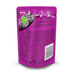 Whiskas Kitten Cat Food 2-12 Months in Jelly Pouch - 85G provides complete and balanced nutrition for growing kittens. Made with high-quality ingredients, soft jelly texture, and essential vitamins to support healthy growth and development.