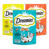 Indulge your cat with Dreamies Crunchy & Tasty Dry Cat Treats – a delicious, crunchy snack with a soft, creamy center. Perfect for rewarding and training. Shop now!