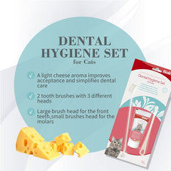 Dental Hygiene Set for Cats
A light cheese aroma improves acceptance and simplifies dental care.
2 tooth brushes with 3 different heads:
large brush head for the front teeth small brushes head for the molars.
Specification:50g