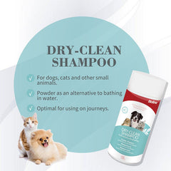 Dry shampoo for dogs, cats and other small animals powder as an alternative to bathing in water optimal for using on journeys.