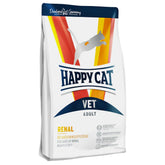 "Happy Cat VET Renal Dry Diet – specially formulated to support kidney function with reduced phosphorus and protein levels, promoting balanced nutrition and overall well-being in cats with renal issues."