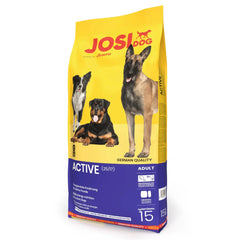 "JosiDog Active Dog Food – high-energy nutrition for active and sport dogs, packed with premium protein and essential nutrients to support stamina, muscle strength, and overall vitality."
