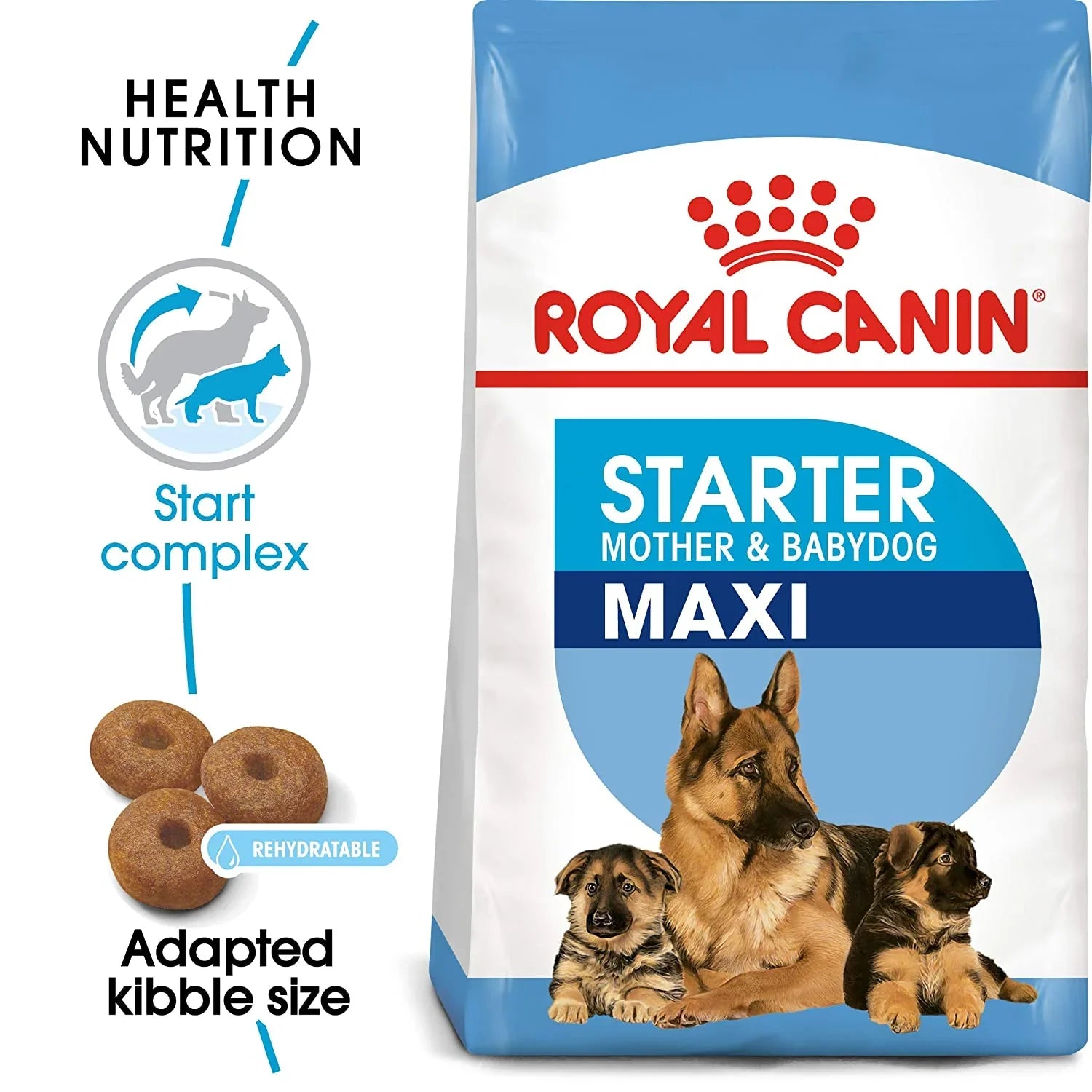 "Discover Royal Canin Maxi Starter Mother & Babydog Food, offering tailored nutrition to support the health and development of mother dogs and their puppies. Specially formulated to meet the unique needs of both mothers and growing puppies. Shop now!"