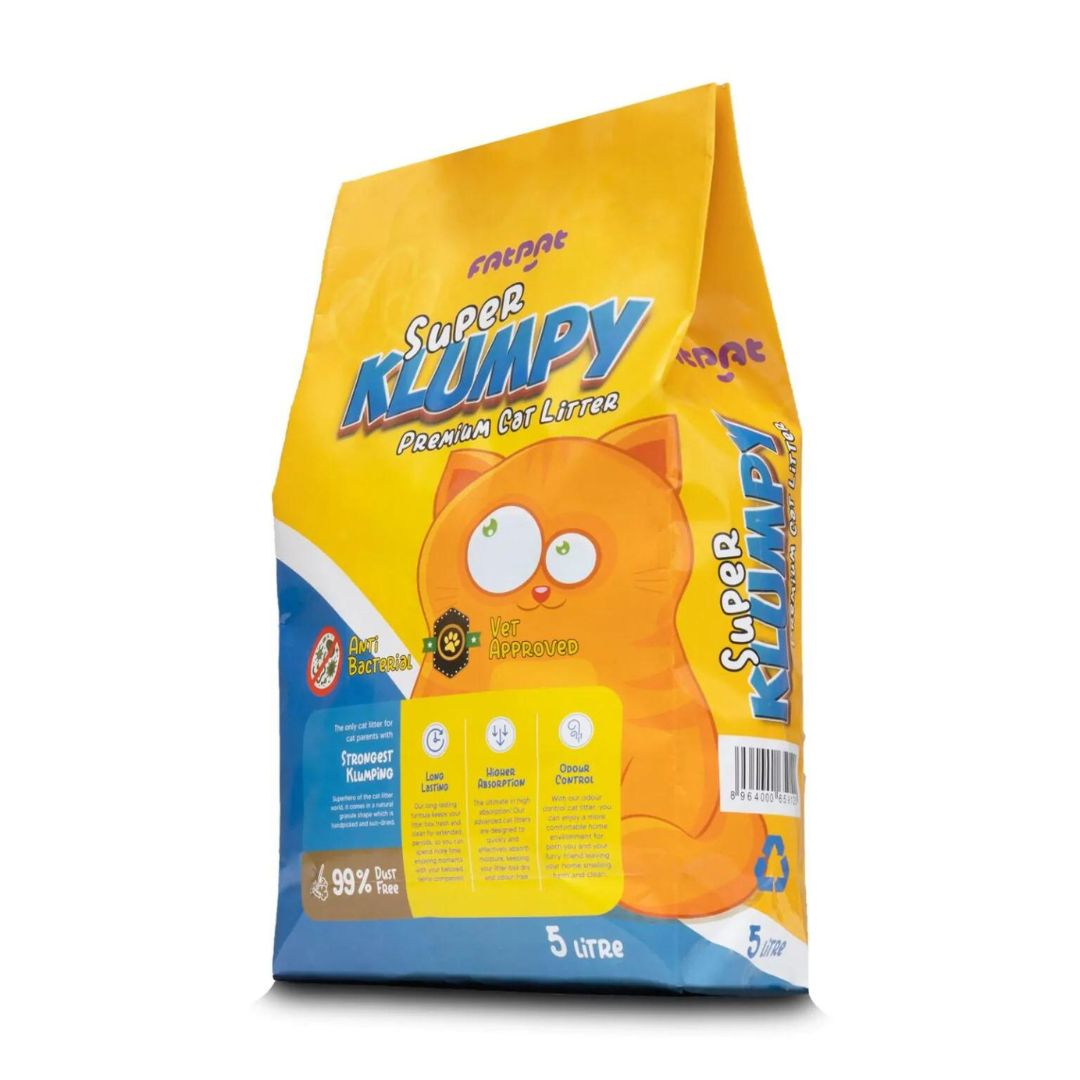 Super Klumpy Cat Litter – Ultra-Clumping, Dust-Free, and Superior Odor Control for a Fresh Home. Made from high-quality bentonite for maximum absorption and easy scooping. Keeps your cat’s litter box clean and fresh with long-lasting odor protection. Perfect for multi-cat households.
