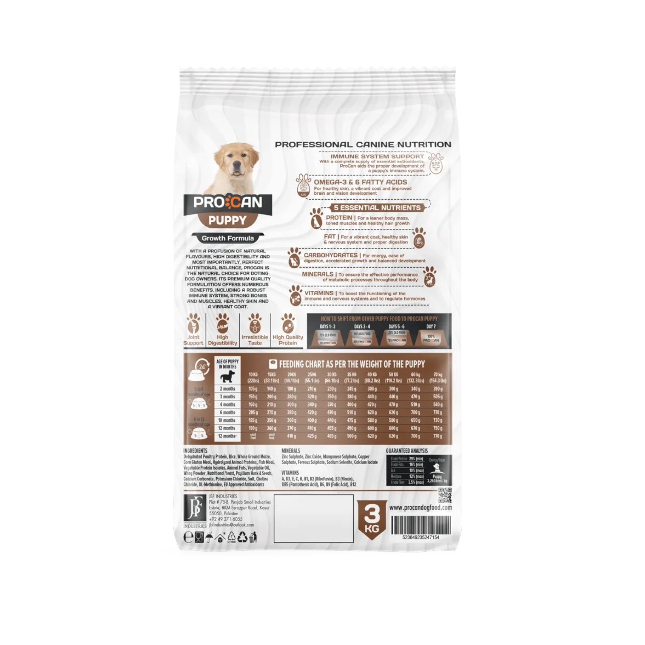 Procan Puppy Food offers premium, high-protein dog food designed to support healthy growth and development for your puppy. Made with quality ingredients and essential nutrients, it’s the perfect choice to keep your furry friend active, strong, and thriving. Give your puppy the best start in life!