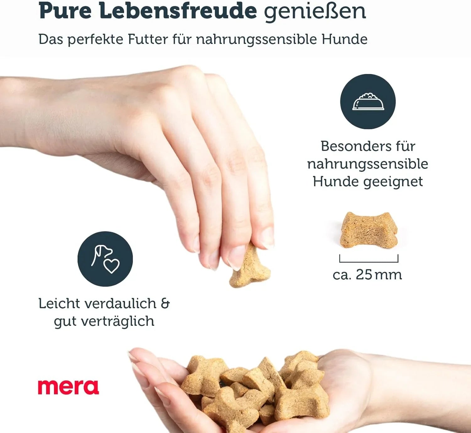 "Treat your dog to Mera Pure Sensitive Goody Snacks – hypoallergenic, grain-free, and perfect for sensitive dogs. Made with high-quality ingredients for healthy digestion and optimal canine wellness."