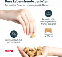 "Treat your dog to Mera Pure Sensitive Goody Snacks – hypoallergenic, grain-free, and perfect for sensitive dogs. Made with high-quality ingredients for healthy digestion and optimal canine wellness."
