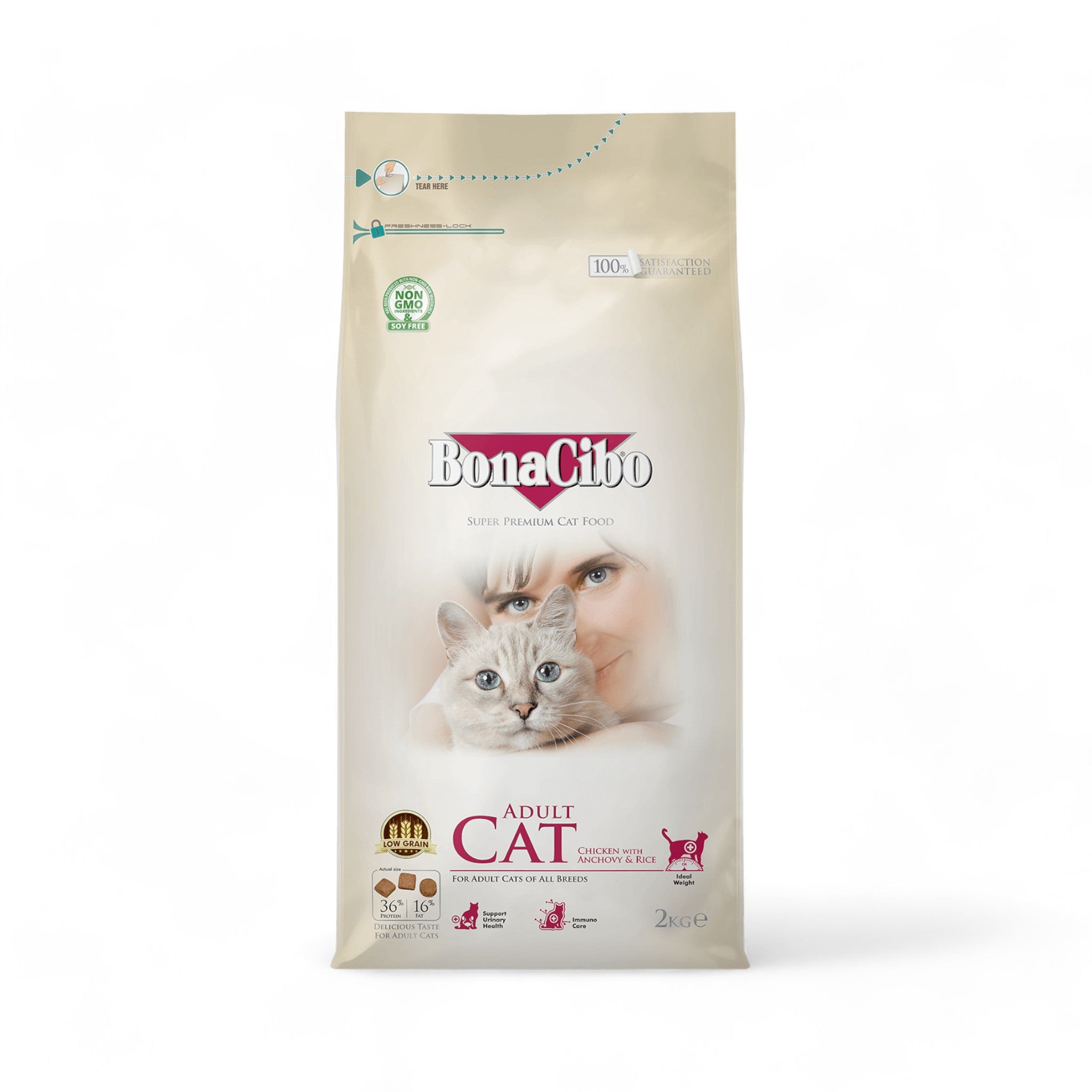 "BonaCibo Adult Cat Food – premium, nutrient-rich formula designed to support healthy digestion, a shiny coat, and strong muscles. Perfect for active and adult cats of all breeds."