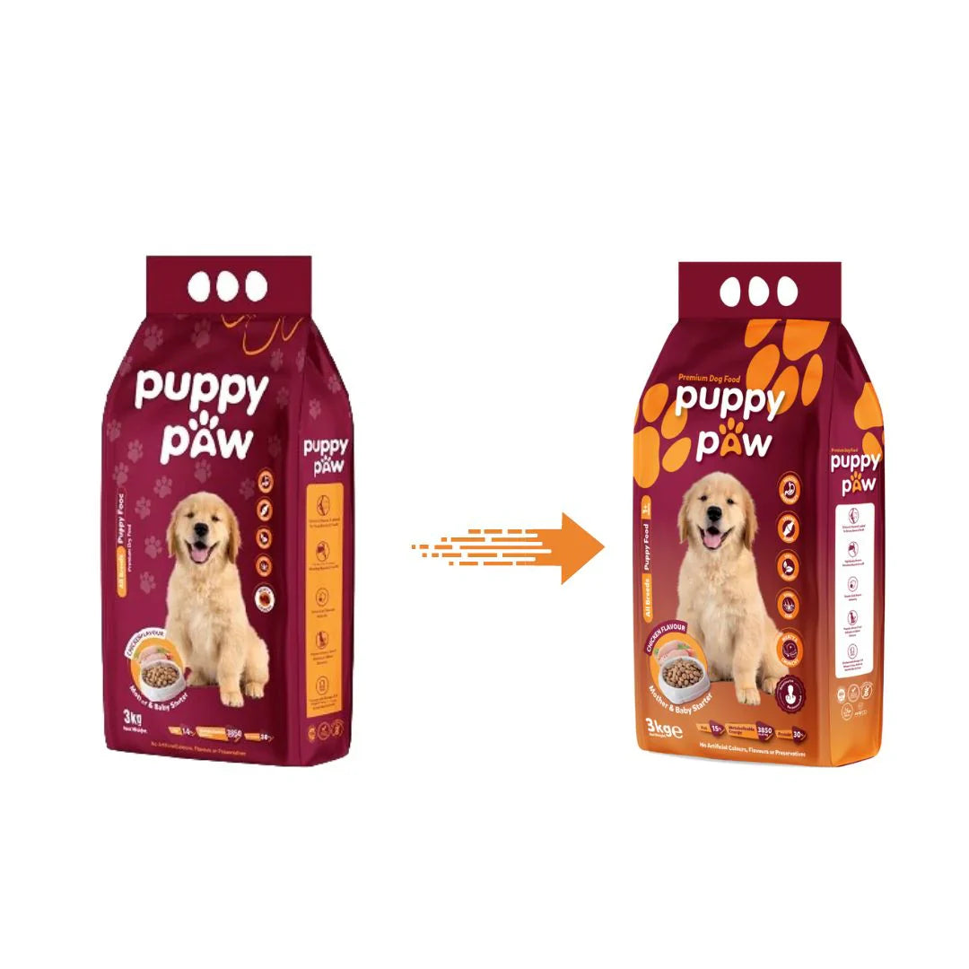 "Discover Puppy Paw Puppy Food 3KG, specially formulated to provide balanced nutrition for your growing puppy. Packed with essential vitamins and minerals to support healthy development and energy. Shop now!"
