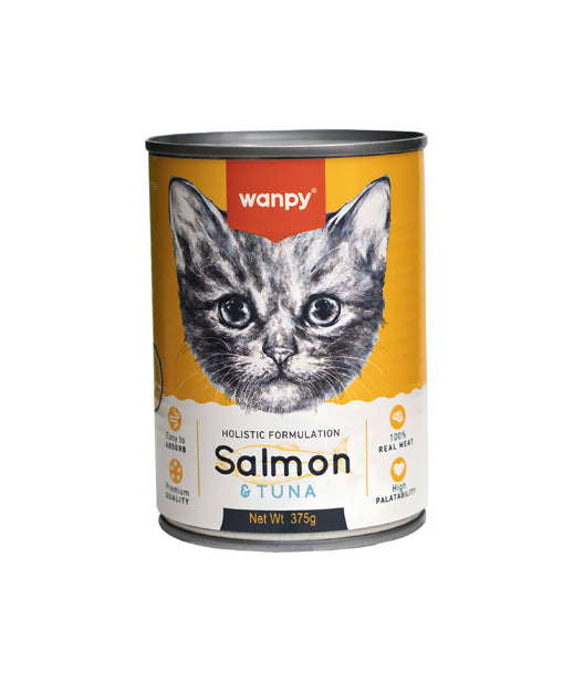 Wanpy Holistic Formulation Cat Can - 375g | Premium wet cat food with a holistic recipe, rich in essential nutrients for a healthy coat, strong muscles, and overall feline wellness. Perfect for adult cats of all breeds.