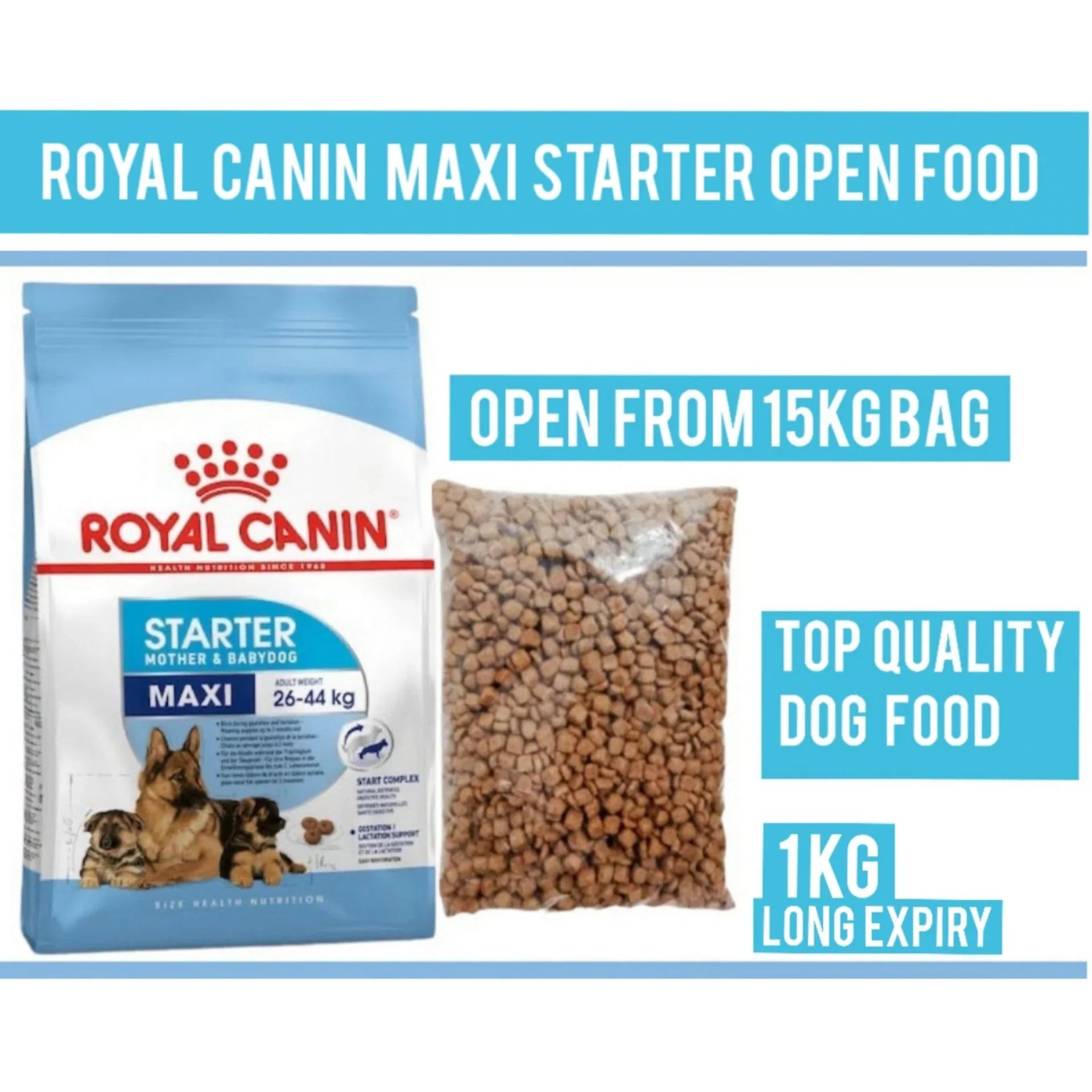 "Discover Royal Canin Maxi Starter Mother &amp; Babydog Food, offering tailored nutrition to support the health and development of mother dogs and their puppies. Specially formulated to meet the unique needs of both mothers and growing puppies. Shop now!"