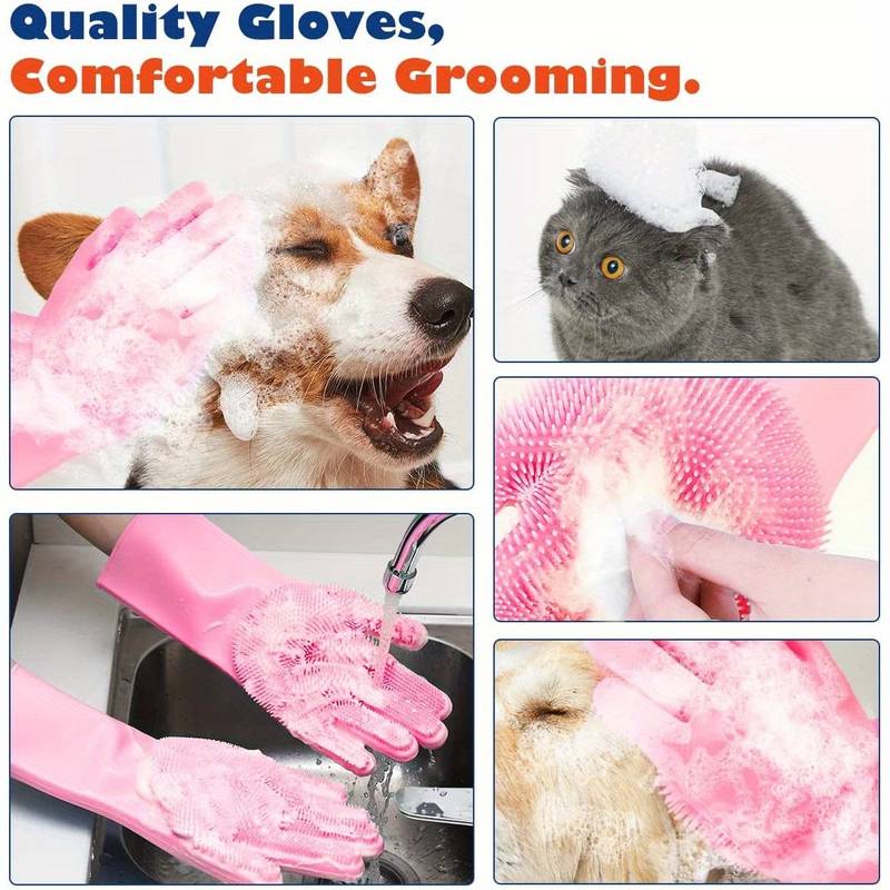 "Keep your pets clean and groomed with the Full Hand Pet Bath Glove for Cats and Dogs. This soft, silicone grooming glove gently removes loose fur, dirt, and tangles while providing a soothing massage. Perfect for bathing and deshedding, ensuring a stress-free grooming experience. Shop now at PetsGrocery.pk!"