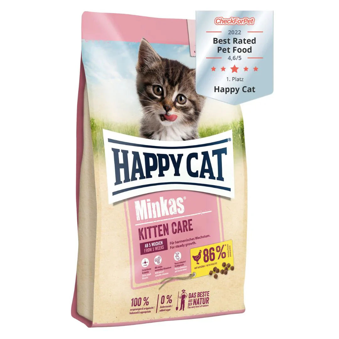 Give your kitten the best start with Happy Cat Minkas Kitten Food – a nutrient-rich formula designed for healthy growth, strong immunity, and optimal development. Made with high-quality ingredients for complete and balanced nutrition.