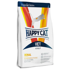 "Happy Cat VET Renal Dry Diet – specially formulated to support kidney function with reduced phosphorus and protein levels, promoting balanced nutrition and overall well-being in cats with renal issues."