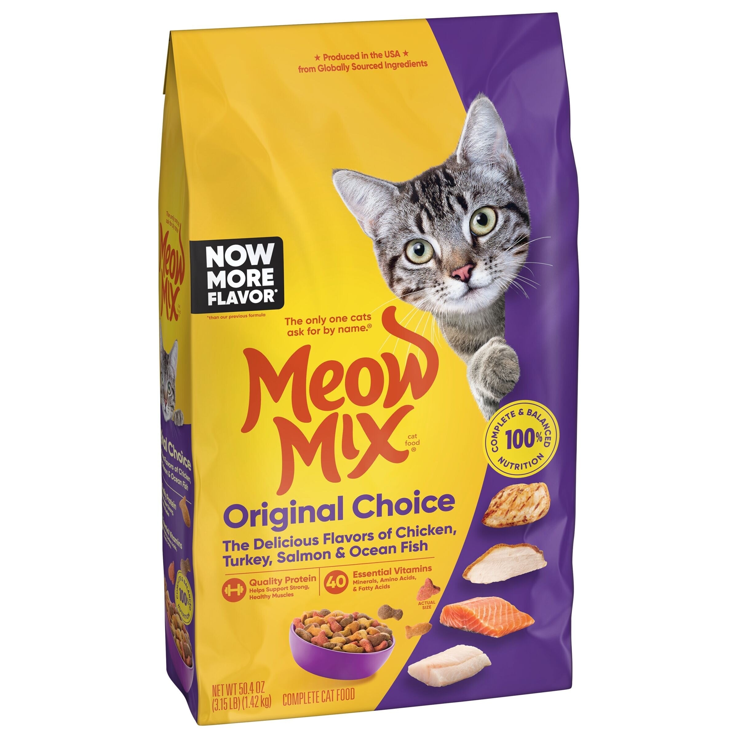 "Meow Mix Original Choice – a tasty and balanced cat food with essential nutrients to support healthy skin, a shiny coat, and overall well-being. Perfect for adult cats of all breeds."