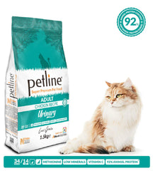 "Discover PETLINE Super Premium Urinary Cat Food, featuring a specialized formula designed to support and maintain your cat's urinary health. Perfect for promoting overall well-being and preventing urinary issues. Shop now!"