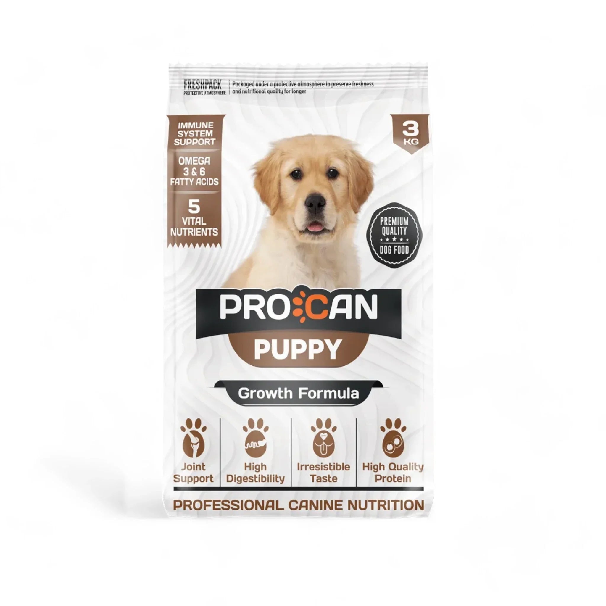 Procan Puppy Food offers premium, high-protein dog food designed to support healthy growth and development for your puppy. Made with quality ingredients and essential nutrients, it’s the perfect choice to keep your furry friend active, strong, and thriving. Give your puppy the best start in life!