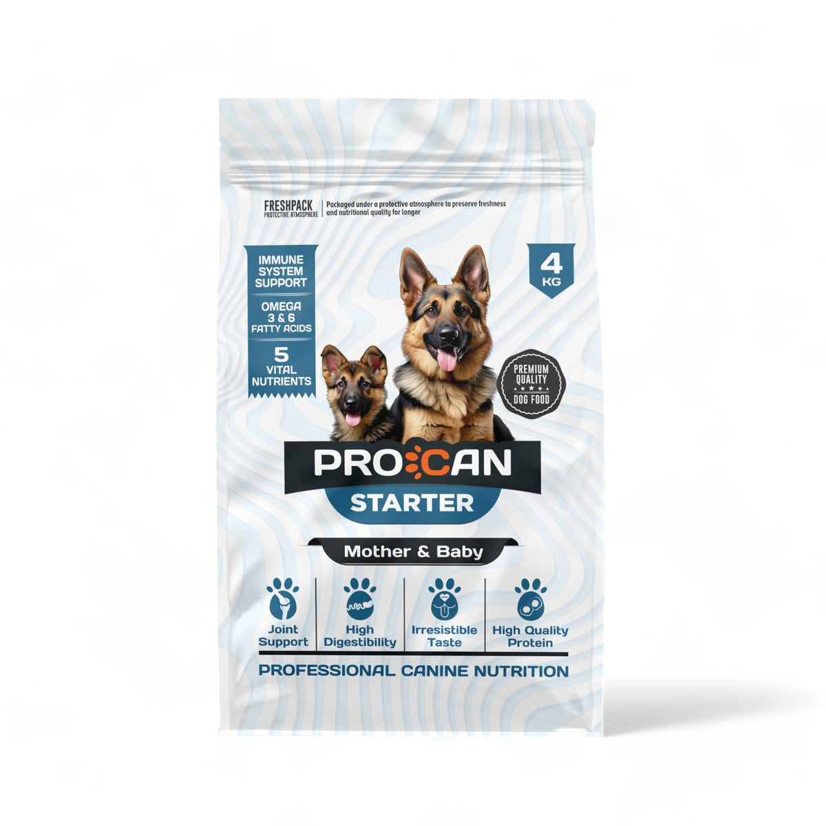 Procan Starter Mother &amp; Baby Dog Food offers premium nutrition specifically formulated for nursing mothers and growing puppies. Packed with essential vitamins, minerals, and high-quality ingredients, it supports healthy development for puppies and optimal health for mother dogs. Give your furry family the best care!