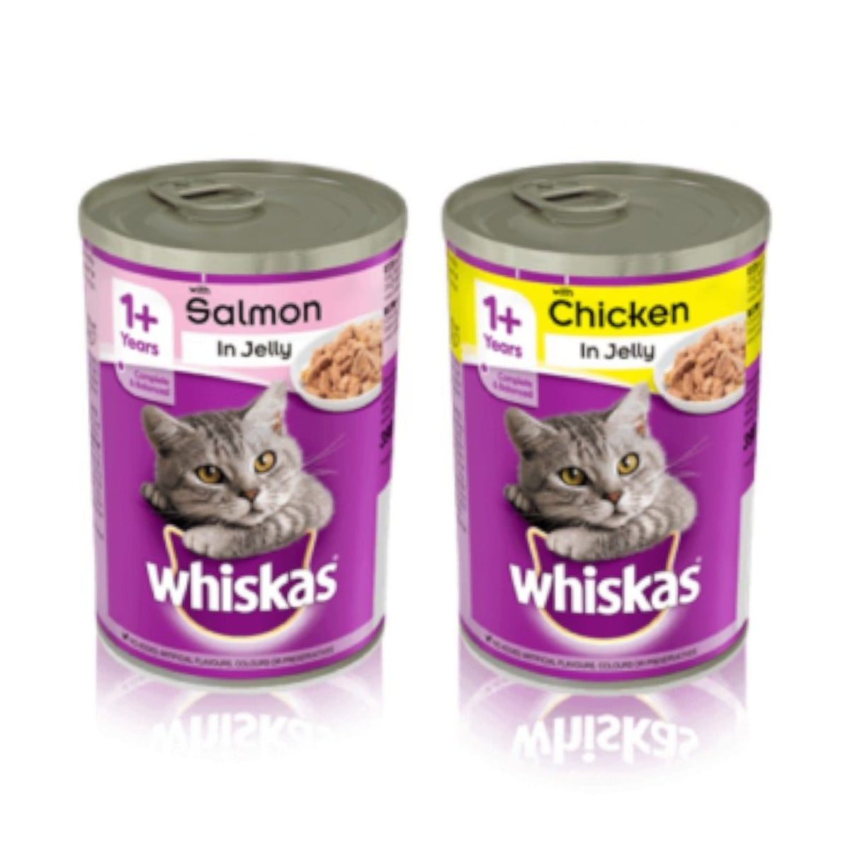 Whiskas Adult Cat Food 1+ in Jelly Canned – A nutritious and delicious wet food for adult cats, made with real meat in a tasty jelly. Provides complete and balanced nutrition to support overall health and vitality.
