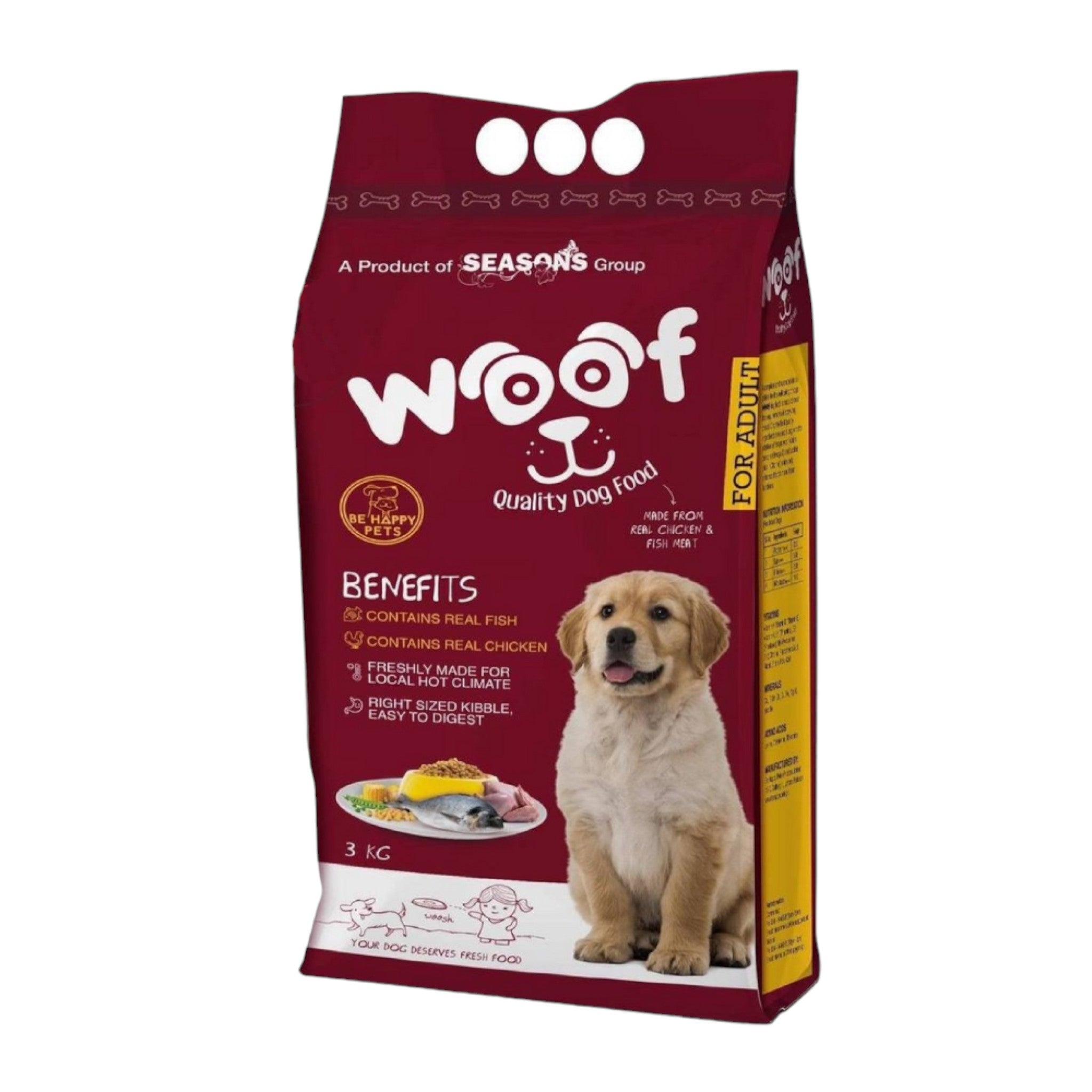 Woof Adult Dog Food provides high-quality, balanced nutrition to keep your adult dog healthy and active. Packed with essential vitamins, minerals, and premium ingredients, it’s the perfect choice for maintaining your dog’s overall well-being. Give your furry companion the nutrition they deserve!